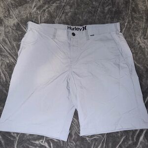 Hurley Men’s Light Gray Flat Front Casual Shorts